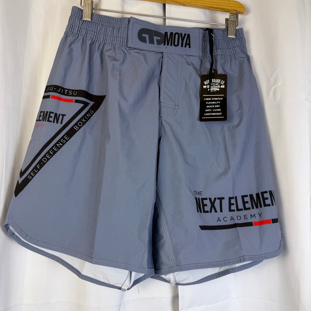Moya Brand Co Next Element Academy MMA Jiu Jitsu Fight Shorts Gray Mens 32 NEW